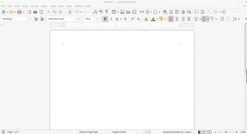 Empty page in a LibreOffice document.