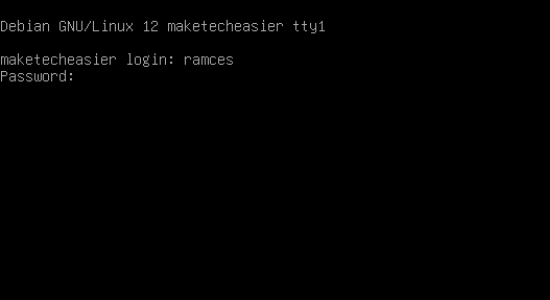 A screenshot showing the non-GUI login screen.
