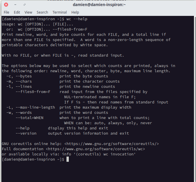 Linux Wc Display Help