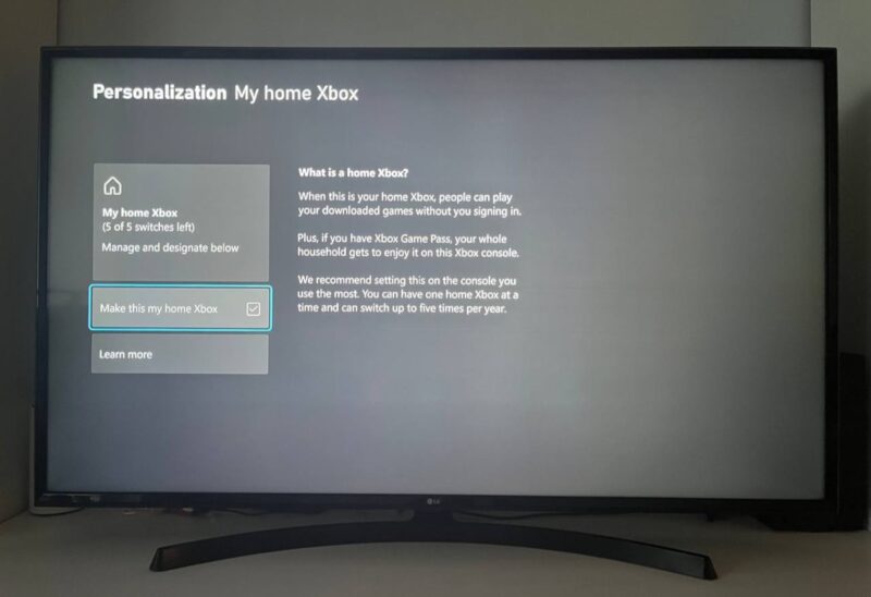 Make This My Home Xbox Checkbox