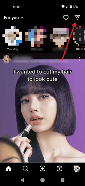 Accessing Direct Messages in Instagram app for Android.