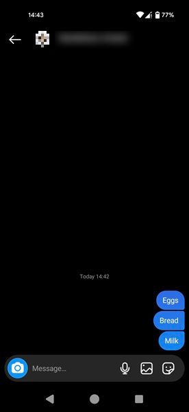 Messaging yourself on Instagram app for Android.