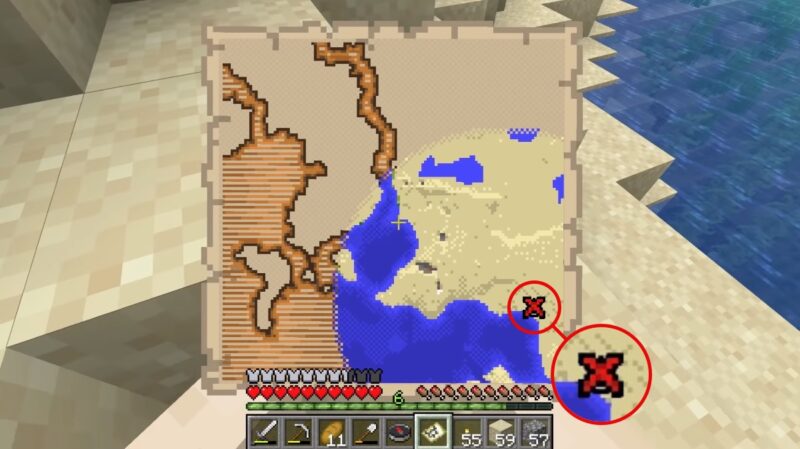 Minecraft Marker Directly Above Treasure