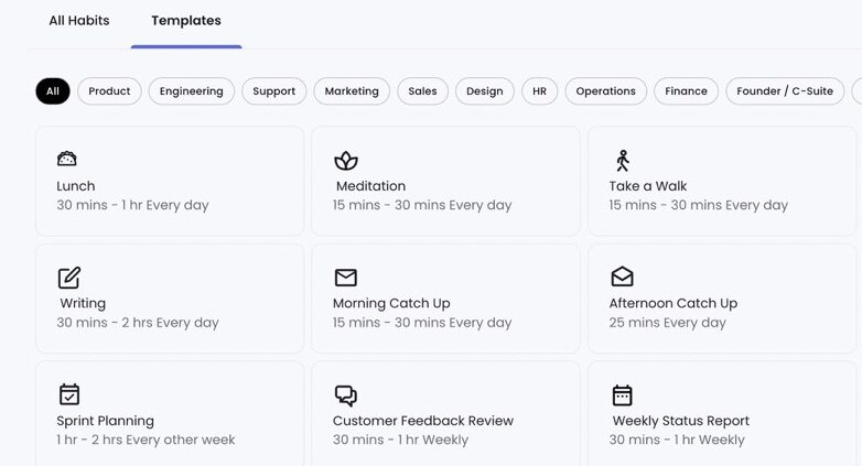 Reclaim AI habit template Reclaim AI Help Habits Overview Habits Page Main 1 Large