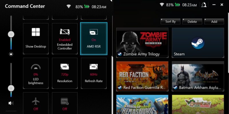 Rog Ally Amd Rsr Command Center Turn On