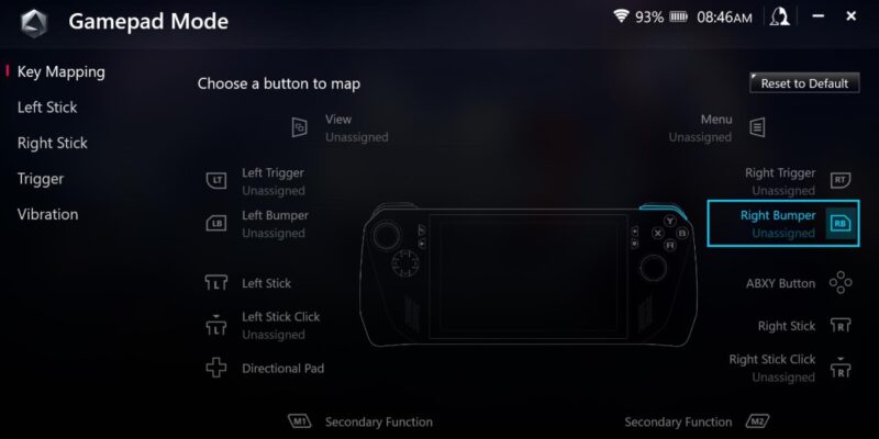 Rog Ally Armoury Crate Settings Gaempad Mode Key Mapping