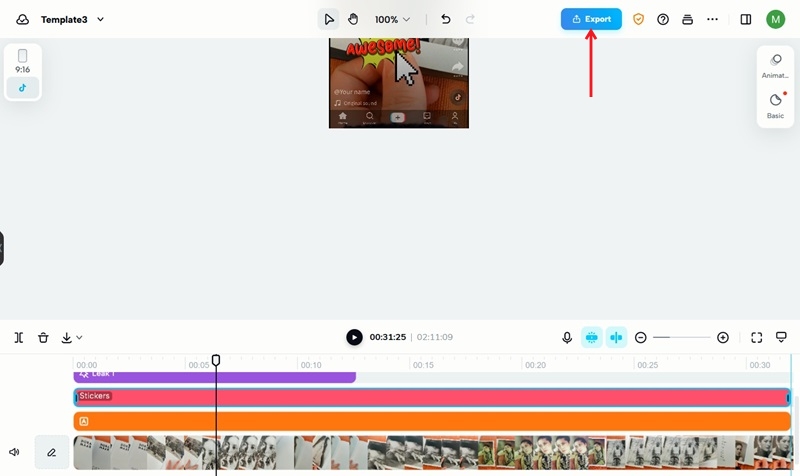 Getting ready to export video from CapCut. 