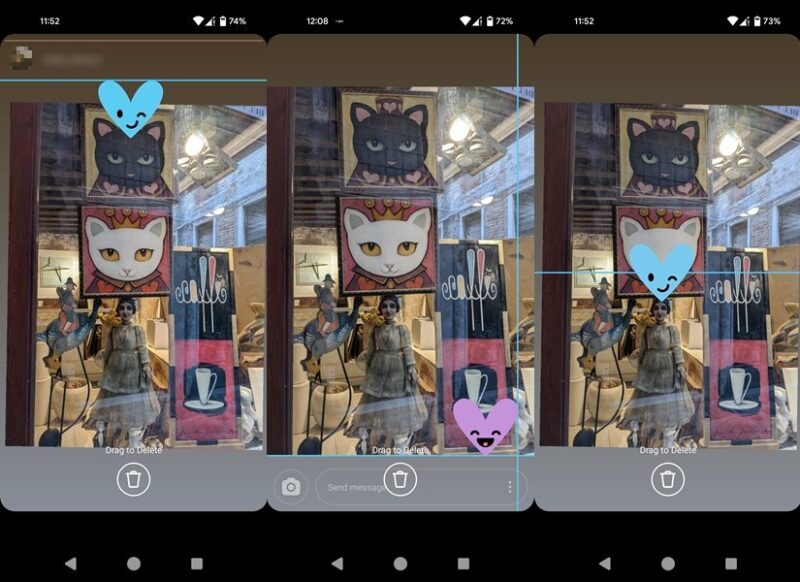 Creating Instagram Story with Safe Zones visible.