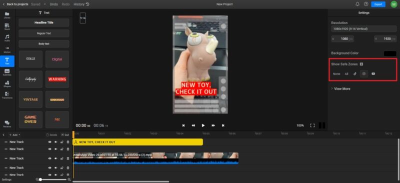 Testing out Safe Zone confines for Reel in Flixier tool. 