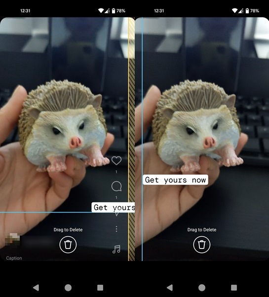 Creating Instagram Reel with side Safe Zones visible.