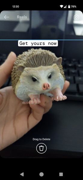 Creating Instagram Reel with top Safe Zone visible.