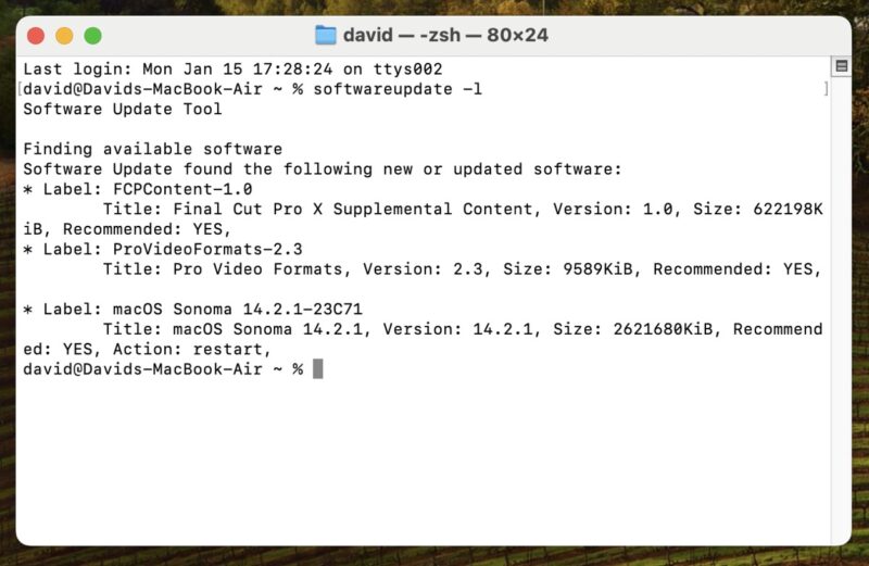 Softwareupdate List Available Updates