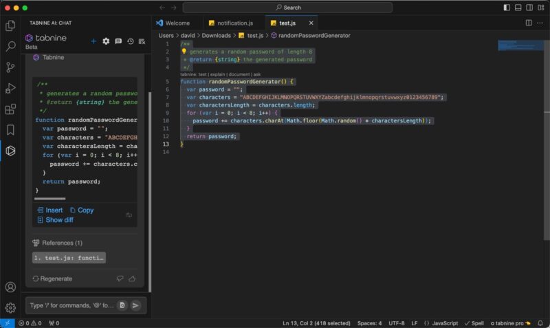 Tabnine Autodocument Function