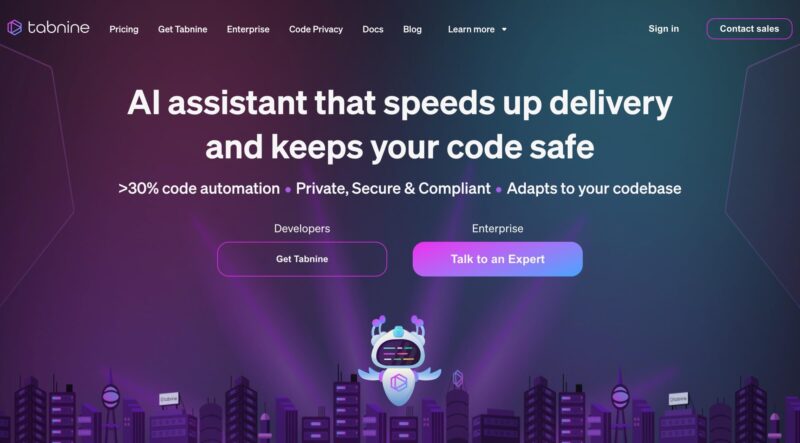 Tabnine Official Website Screenshot