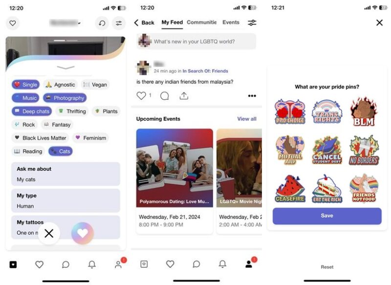 Her app interface overview on iOS.