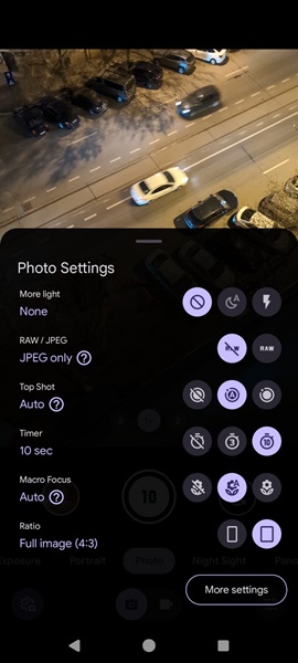 Timer settings visible in Pixel's Camera app. 