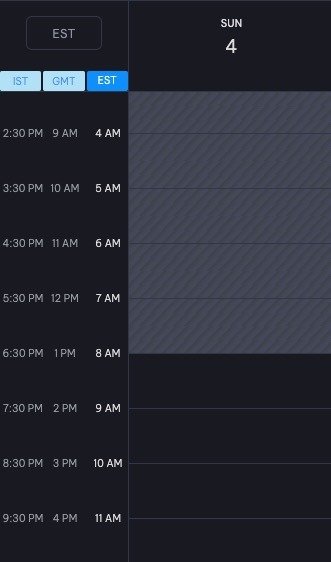 Vimcal Stack Up Timezones