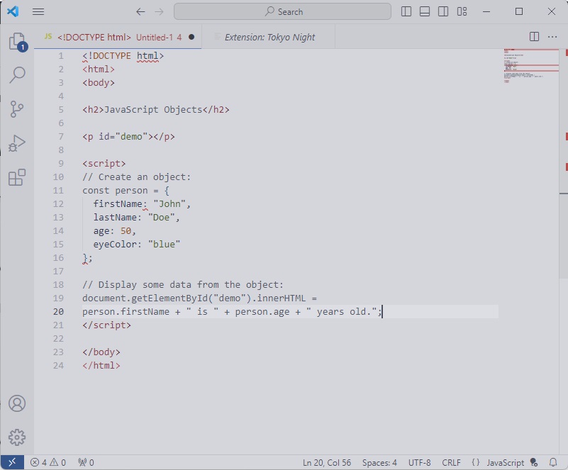 Tokyo Night theme in the light variation