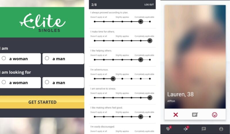 Screenshots of Elite Singles App