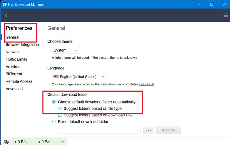 Default Save Location Free Download Manager Suggest Folders File Types