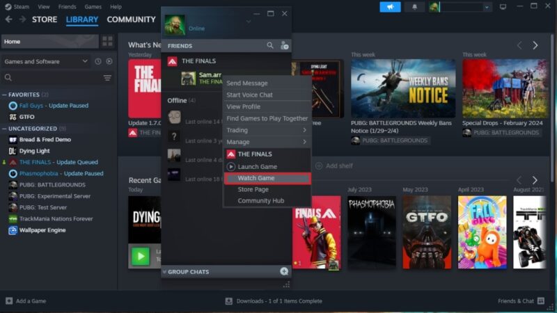 Join a friend's broadcast on Steam