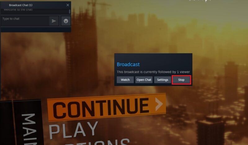 Stop Steam broadcast