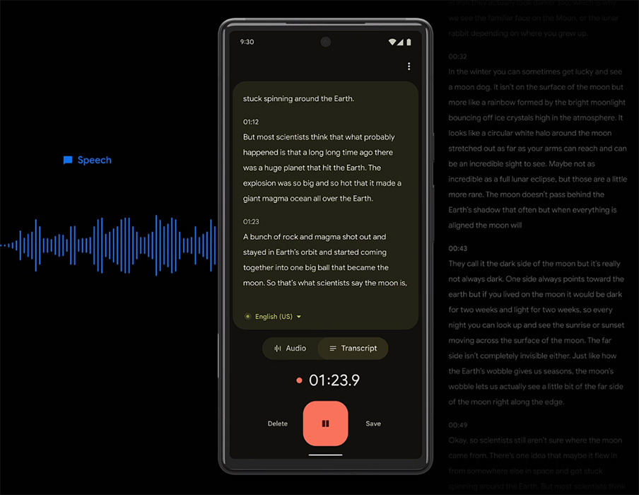 Google Pixel's Recorder app In action