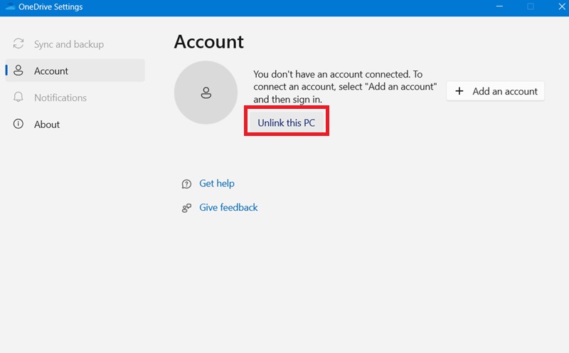 Unlink the sync account from your Windows PC.