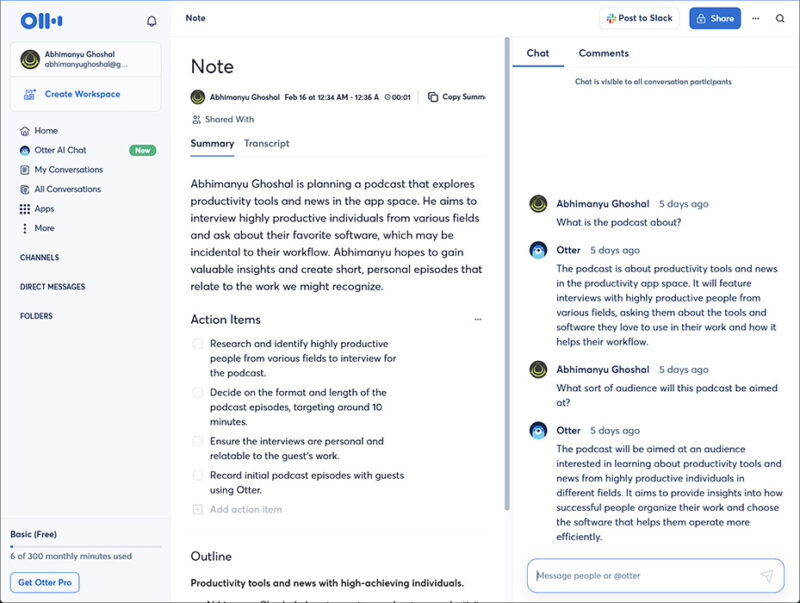 Otter Lets You Ask A Chatbot About The Contents Of Your Transcription