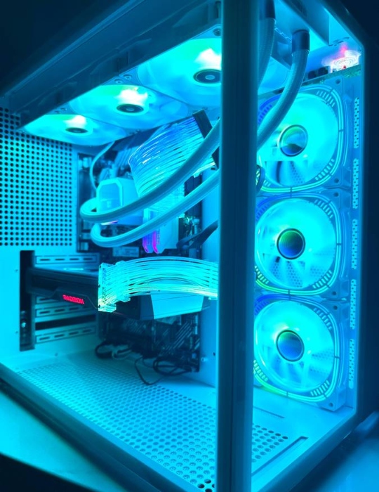 RGB gaming PC in glass case