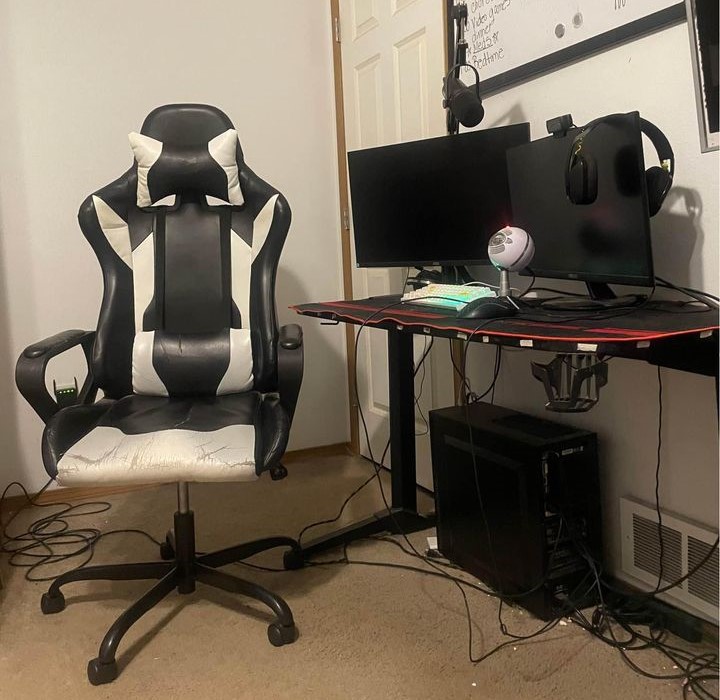 PC setup with gaming chair