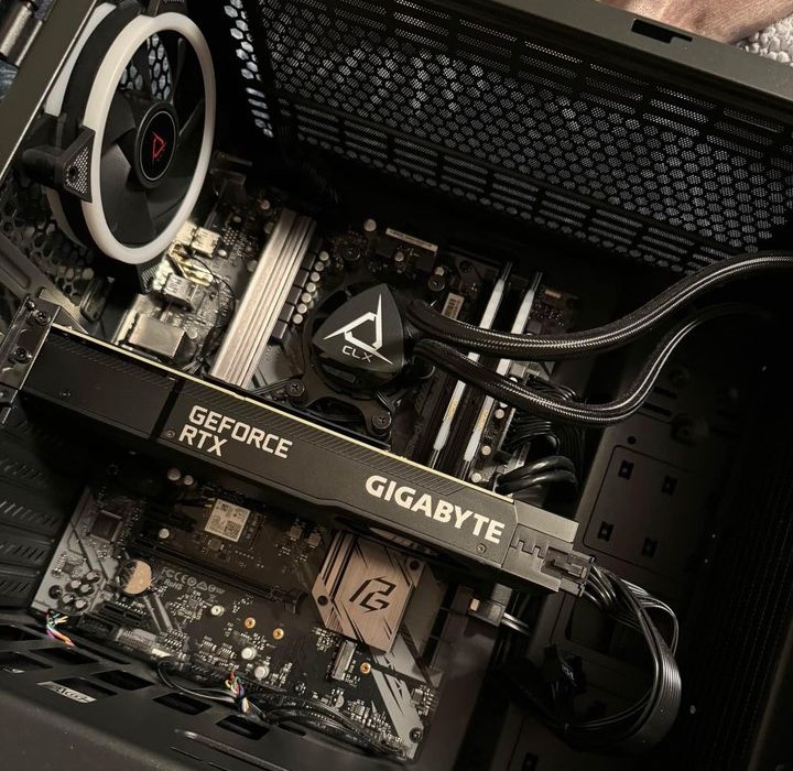 Close up of gaming pc internals