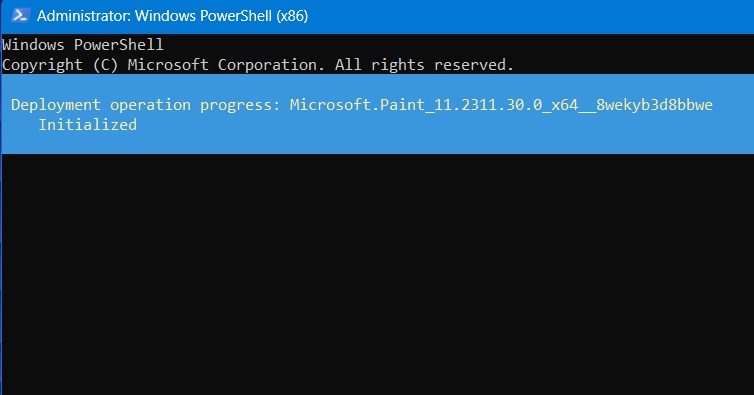 Reinitializing Paint in PowerShell window.