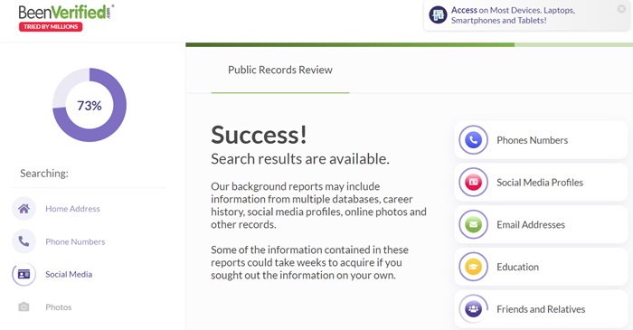 Checking property records on BeenVerified
