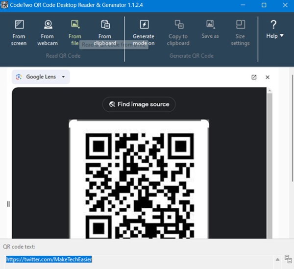 Code Two App to scan bar codes in Windows using multiple ways. 