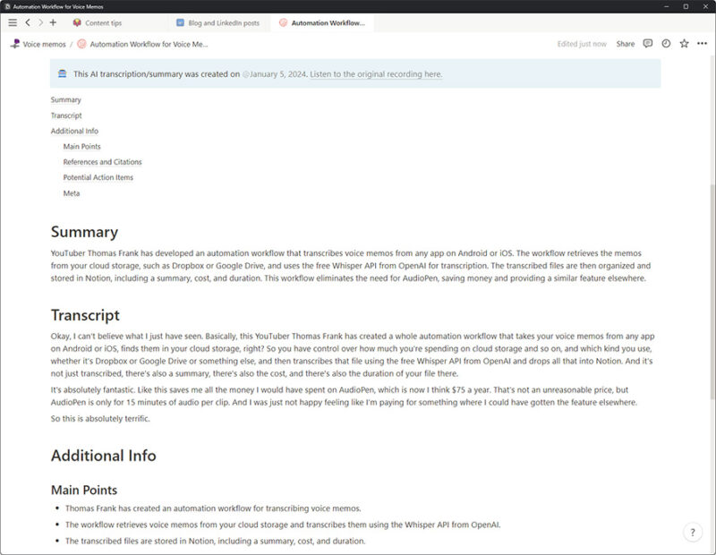 Thomas Frank's Diy Transcription Recipe Works Like A Charm And Beams Actionable Notes To Notion