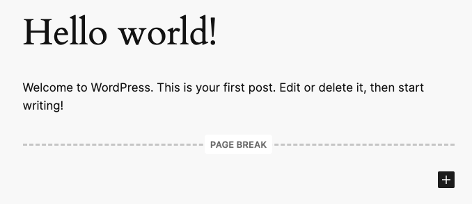 Wordpress Gutenberg Page Break Tag