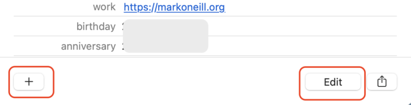 Add new contact information on macOS contacts app