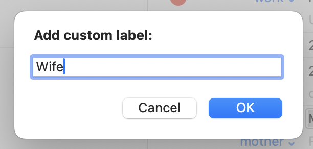 make custom relationship label for macOS contact