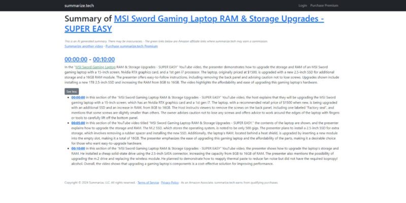 Ai Tools Productivity Summarizetech Youtube Video Summarize