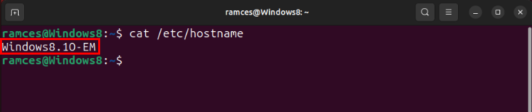 A terminal showing a custom hostname for the Ubuntu system.