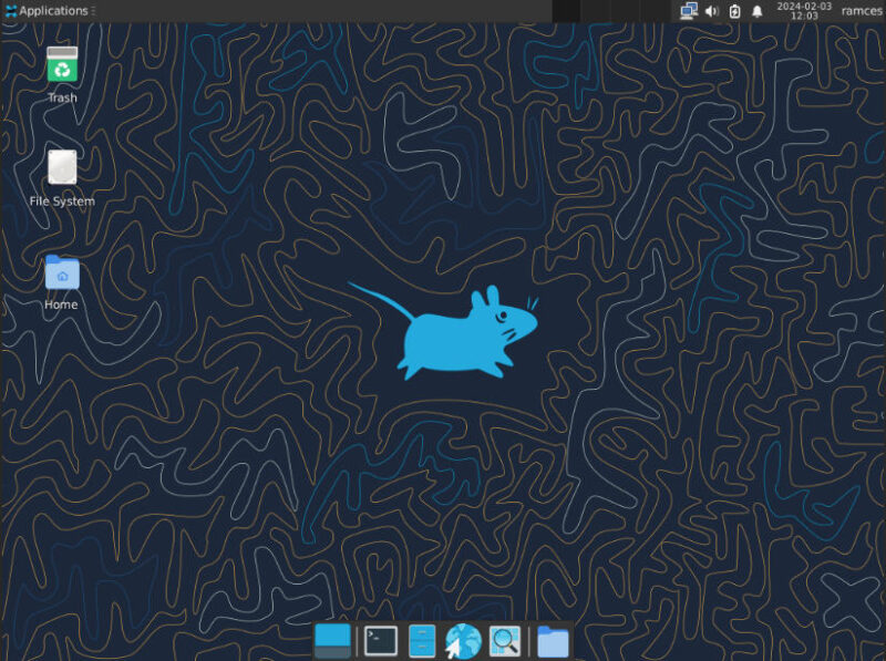 A screenshot showing the default XFCE desktop in Void Linux.