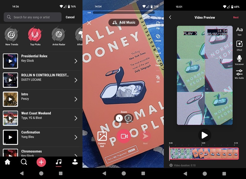 Triller app interface overview on Android.