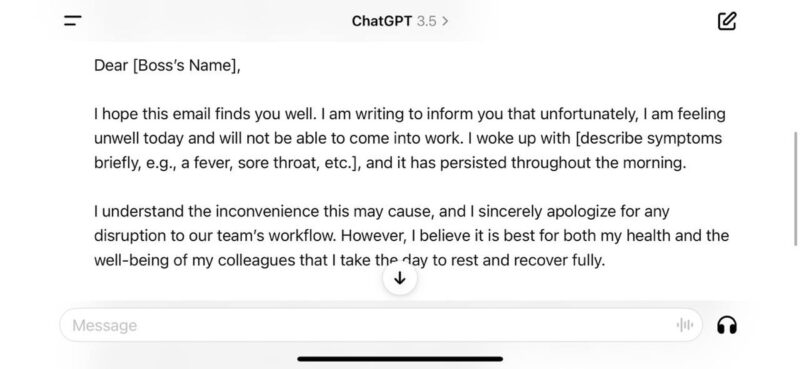 Chatgpt Response On Ios