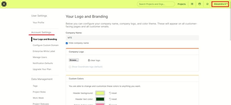Adding your logo and branding color scheme into Coordinate HQ. 