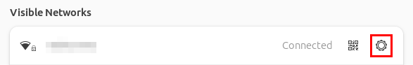 A screenshot highlighting the Settings button for the currently active wireless access point.