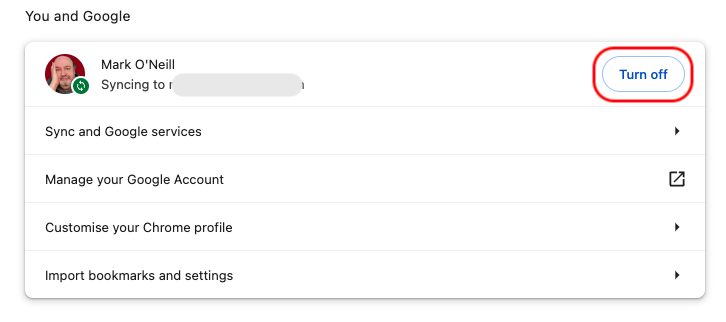 Google Chrome Browser Sync