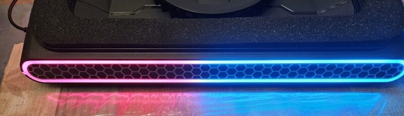 Back of cooling pad with honeycomb design and lights