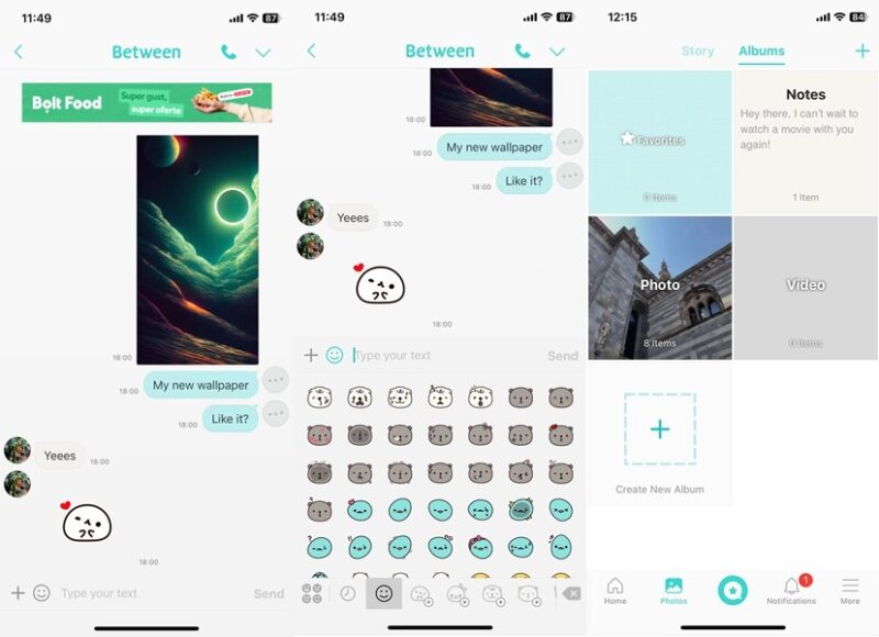 Between app interface overview.
