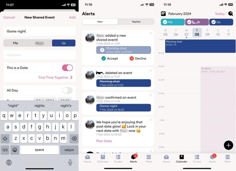 Cupla app interface overview.